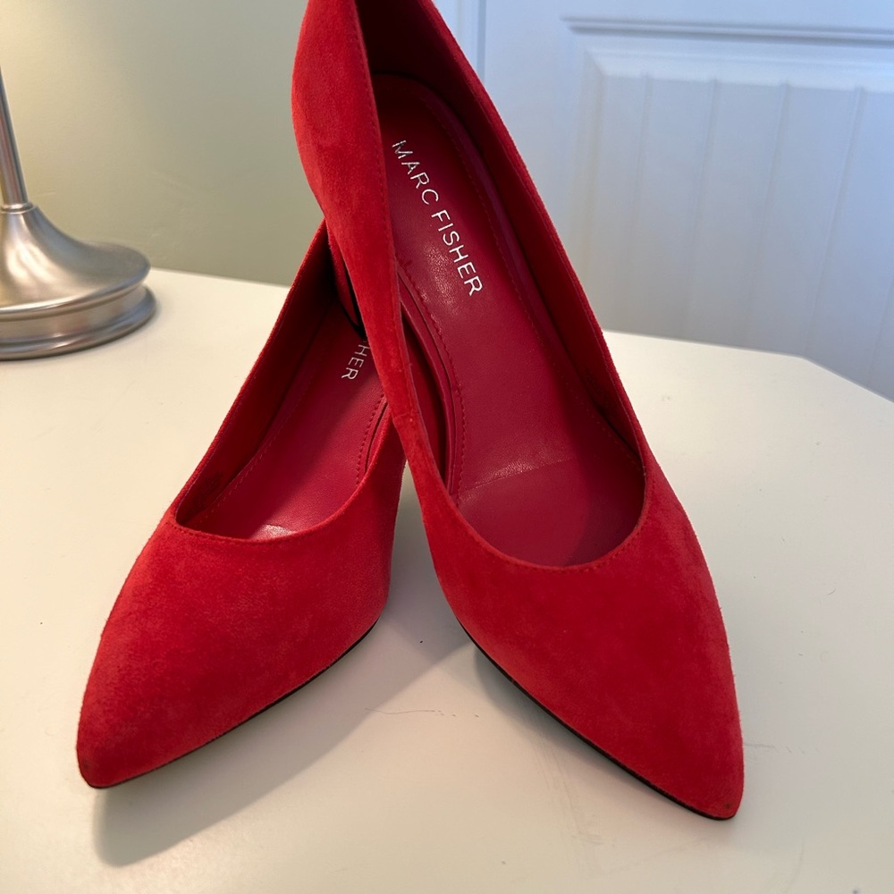 Marc Fisher, size 5.5M, red suede heel, NWOT nor box, never worn,new condition!